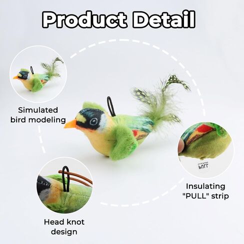 Kyakya Chirping Flying Bird Cat Toy with Natural Feather for Indoor Cats, Simulation Bird Design Interactive Cat Toy, Match with Cat-Teasing Wand Toys for Kittens, Blue in Saudi Arabia