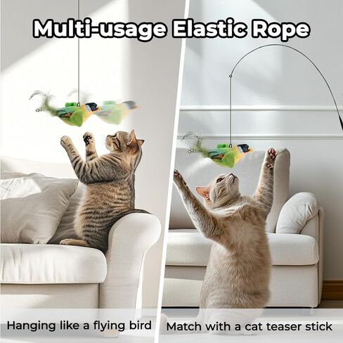 Kyakya Chirping Flying Bird Cat Toy with Natural Feather for Indoor Cats, Simulation Bird Design Interactive Cat Toy, Match with Cat-Teasing Wand Toys for Kittens, Blue in Saudi Arabia