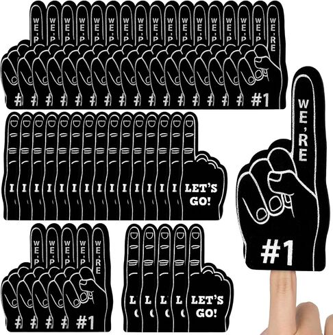 Sinmoe 48 Pieces Sport Party Favors Fan Foam Finger Mini #1 Basketball Baseball Football Soccer Team Cheerleader Gifts for Sporting Events Games Birthday Supplies in Saudi Arabia