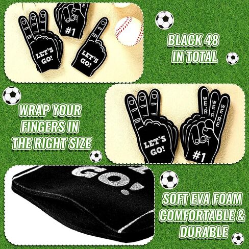 Sinmoe 48 Pieces Sport Party Favors Fan Foam Finger Mini #1 Basketball Baseball Football Soccer Team Cheerleader Gifts for Sporting Events Games Birthday Supplies in Saudi Arabia