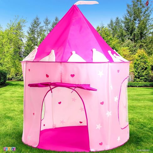 Play22 Play Tent Princess Castle Pink - Features Glow in The Dark Stars - Portable - Kids Pop Up Tent Foldable Into A Carrying Bag - Indoor and Outdoor Use - Original in Saudi Arabia