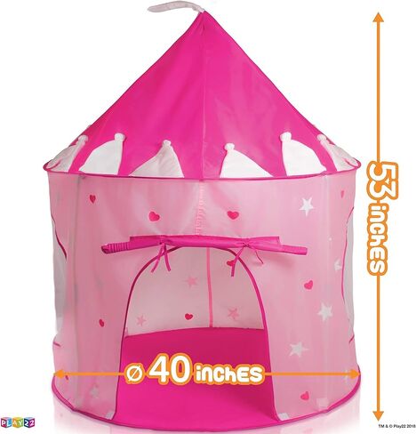 Play22 Play Tent Princess Castle Pink - Features Glow in The Dark Stars - Portable - Kids Pop Up Tent Foldable Into A Carrying Bag - Indoor and Outdoor Use - Original in Saudi Arabia