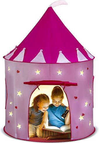 Play22 Play Tent Princess Castle Pink - Features Glow in The Dark Stars - Portable - Kids Pop Up Tent Foldable Into A Carrying Bag - Indoor and Outdoor Use - Original in Saudi Arabia