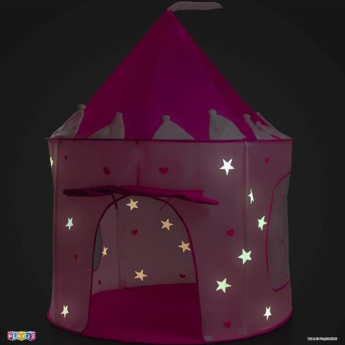 Play22 Play Tent Princess Castle Pink - Features Glow in The Dark Stars - Portable - Kids Pop Up Tent Foldable Into A Carrying Bag - Indoor and Outdoor Use - Original in Saudi Arabia