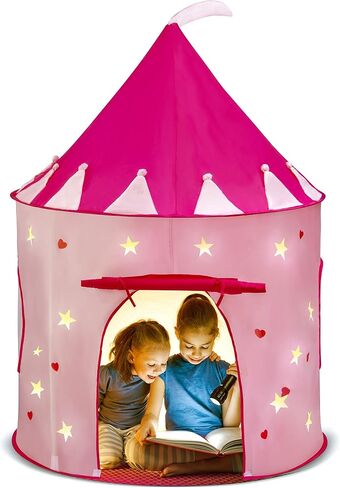 Play22 Play Tent Princess Castle Pink - Features Glow in The Dark Stars - Portable - Kids Pop Up Tent Foldable Into A Carrying Bag - Indoor and Outdoor Use - Original in Saudi Arabia