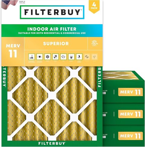 Filterbuy 20x23x1 Air Filter MERV 11 Allergen Defense (4-Pack), Pleated HVAC AC Furnace Air Filters Replacement (Actual Size: 19.50 x 22.50 x 0.75 Inches) in Kuwait