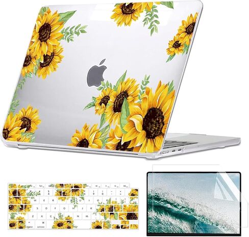 Compatible with MacBook Air 13.6 inch Case 2022-2025 A3240 M4 A3113 M3 A2681 M2 Chip, Sunflower Plastic Hard Case with Keyboard Cover & Screen Protector Compatible for MacBook Air 13" in Saudi Arabia