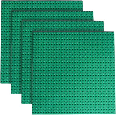 Double-Sided Baseplates for Building Bricks, Compatible with All Major Brands - Building Plates - 10" x 10" (32x32 Studs), Perfect Sheet for Table Building, Stackable, Pack of 4 Blue/Green (Green) in Saudi Arabia