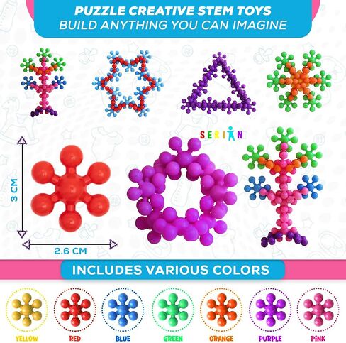 Serian 200 Pieces STEM Interlocking Building Blocks Set, Preschool Educational Building Toys for Kids Age 3+, Kindergarten STEM Toys for Boys and Girls, Elementary School Gift Creative Building Blocks in Saudi Arabia