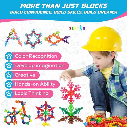 Serian 200 Pieces STEM Interlocking Building Blocks Set, Preschool Educational Building Toys for Kids Age 3+, Kindergarten STEM Toys for Boys and Girls, Elementary School Gift Creative Building Blocks in Saudi Arabia