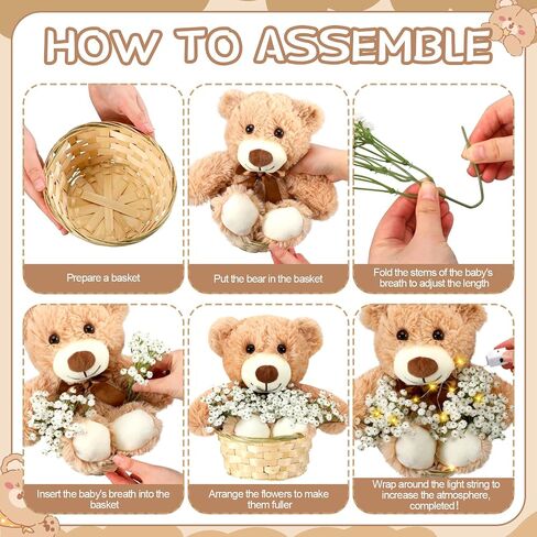 Amyhill 28 Pcs 4 Sets Bear Baby Shower Decorations Baby Shower Table Centerpieces with Bears Wooden Crates Bamboo Baskets Artificial Flowers for Birthday Wedding Gender Reveal Party(Cute) in Saudi Arabia