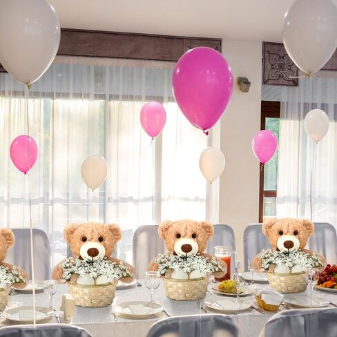 Amyhill 28 Pcs 4 Sets Bear Baby Shower Decorations Baby Shower Table Centerpieces with Bears Wooden Crates Bamboo Baskets Artificial Flowers for Birthday Wedding Gender Reveal Party(Cute) in Saudi Arabia
