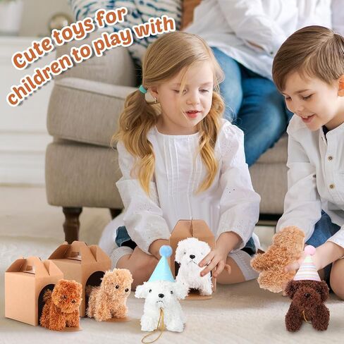 20 PCS MINI محشو الحيوانات مجموعة أفخم مجموعة 20 قبعات عيد ميلاد 20 صناديق الورق كرافت للبنين والبنات موضوعاء موازنة حفلات عيد ميلاد هدايا (بني فاتح) in Kuwait