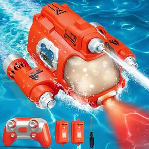 WHIMSYLAND Remote Control Boat, 2.4GHZ Mini RC Boat with Spray Water Pump and Led Lights Lakes & Swimming Pool Toys (Yellow)