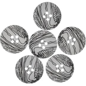 Mibo Buttons & Accessories 8pcs Polyester White and Black Laserd Button - 4 Hole - Etched Marble Pattern - 28Line(18mm)