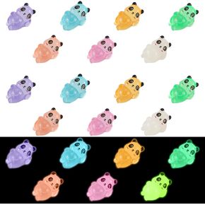 21pcs Mini Resin Panda, Miniature Resin Luminous Pandas Tiny Resin Glowing Panda Micro Ornaments Decor for Garden Landscape Home Decoration & Party Cake Headbands (Prone Position)