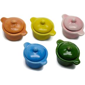 Hobby shop 5 Vintage Ceramic Mix Colorful Pot Dollhouse Miniatures Toys Supply Deco Food Kitchenware Cookware