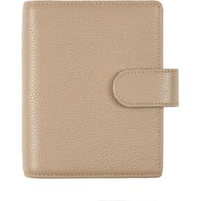 Leather A7 Binder Wallet, Refillable 6-Ring Pocket Size Ring Planner, Deluxe Planner Organizer with Planner Inserts and Exquisite Package (Pink)
