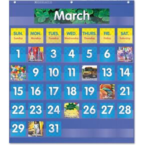 Monthly Calendar Pocket Chart, Blue