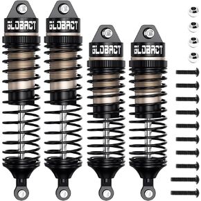 Aluminum RC Oil Shocks Adjustable Front & Rear Shocks for 1/10 Slash 2WD/4x4 Stampede Rustler Bandit Hoss F-150 Upgrade Parts Replace 5862 (4PCS Khaki)