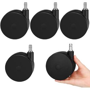 5 Pcs 4'' Extra Large Chair Wheels for Carpet Heavy Duty Office Twin Chair Casters Replacement 7/16 x 7/8 Grip Ring for Furniture Hardwood Floor Computer Desk Safe Rotating Wheels(Black)