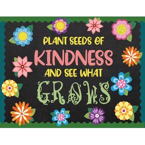 89Pcs Spring Flower Classroom Bulletin Board Set Colorful Floral Paper Cutouts with 200Pcs Glue Points Bulletin Border Stickers for Back to School Summer Office Decor