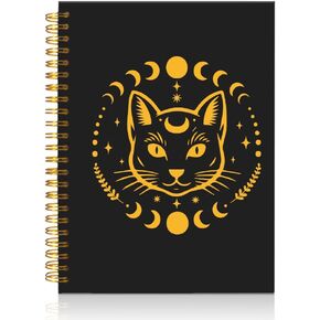 Mystical Black Cat Spiral Journal Notebook for Women, Funny Black Notebooks for Coworkers, Cat Notebook Gifts for Mom Aunt Daughter Sister BFF, Birthday Gifts for Cat Lover Tarot Lover