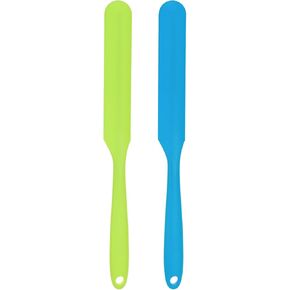 HARFINGTON 2Pcs Silicone Spatula Scraper 9.45" Reusable Non-Stick Flexible Spatulas for Epoxy Resin Liquid Paint Arts DIY Crafts, Black/Red