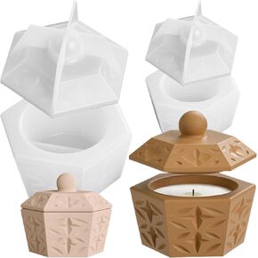 2 PCS Succulent Pot Mold Pot Resin Mold Silicone Resin Box Mold Trinket Box Container Storage Mould Creative Silicone Pot Molds Candle Pen Holder Mold Storage Box Mold for Candle Home Decorate