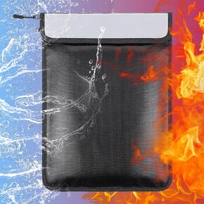 2 Pcs 5200°F Upgraded Fireproof Document Bag, Fire and Water Resistant Bag with Zipper for Documents, 15 x 11 Inch Waterproof Fireproof Money Bag for Important Document Storage Organizer(Black&Gray)