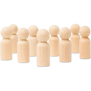 Small Wooden Peg Dolls Unfinished 1-11/16 inch, Boy Shape, Pack of 25 Birch Wood Peg People for Crafting and Small World Play
