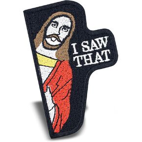 I Saw That Embroidered Patch, Jesus Morale Patch with Hook Fastener Backing, Funny Applique Humor Patch Military for Backpacks, Vests, Helmet