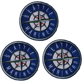 Mariners Patch Seattle Iron On Sew On Embroidered Patches for Jacket Shirts Jeans Backpack Sewing Decorating DIY Craft 3IN(3 pcs)