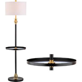 JONATHAN Y JYL3002A Evans 61" Metal LED End Table Floor Lamp, Modern, Contemporary, Traditional, Glam, Elegant, Office, Living Room, Family Room, Dining Room, Bedroom, Hallway, Foyer, Black/Brass
