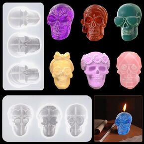 Zayookey 2 PCS Skull Resin Mold Skeleton Pendant Silicone Mold Terror Candle Epoxy Resin Mold Jewelry Pendant Casting Mould DIY Art Craft for Soap Ice Cube