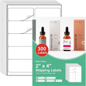 300 Labels 4" x 2" Printable Mailing Labels, 10 UP White Shipping Address Labels Dry Quickly Sticker Labels for Inkjet or Laser Printer