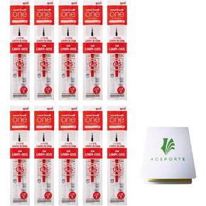 uni-ball one (F) 0.5mm Red Ink 10 Refills (UMR05S.15), Can be Clearly Written Gel Ink with Sticky Notes