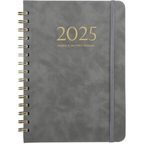 2025 Planner Weekly and Monthly Planner 2025, 6.4" x 8.5", Jan - Dec 2025, Calendar Planner Daily Planner, Premium Pages, Twin-Wire Binding, Tabs, Elastic Closure, Pocket, Faux Leather Cover, Yearly Agenda,Green