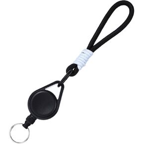 Pink Retractable Keychain, Key Fob Badge Reel Holder, Extendable Key Ring with 24'' Steel Retractable Cord Carabiner Badge Holder Badge Reel ID Holder for Women Men(Pink)