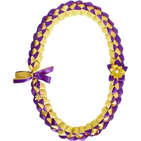 Fumwase Graduation Lei 2025 in Yellow and Purple Ribbon Leis for Graduation Braided Necklaces with 2025 Year Charm Class of 2025 Lei Accessories Graduation Gifts for Women and Men