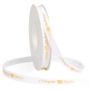 Graduation Ribbon Congrats Grad Black Ribbon 3/8 Inch 25 Yards Graduation Ribbon Class of 2025 Grosgrain Ribbon Graduation Ribbon for Flower Bouquet 2025 Graduation Ribbon for Graduation Party Decor