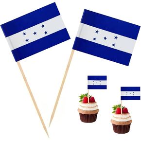 100 PAC Honduras Flag Flag Flags Honduran مسواك ، كوكتيل يختار Mini Stick Cupcake Topcake Country Picks Party Decoration احتفال كوكتيل طعام البار.