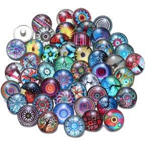20-Piece Interchangeable Jewelry Charms, Snap Charms for Necklace & Bracelet, Glass Snap Buttons