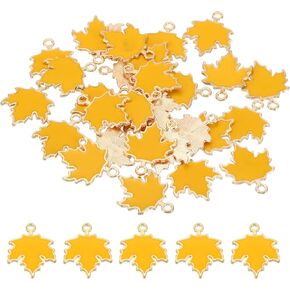 PATIKIL Maple Leaf Pendants, 30 Pack Enamel Tree Leaf Beads Metal Leaves Charm for Jewelry Making Bracelet Necklace Earring Keychain