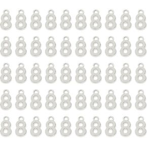 Shapenty Number 8 Charms Alloy Metal Number Charm Pendants for DIY Craft Keychain Brooch Bracelet Wristbands Necklace Earring Jewelry Making Finding, 50PCS