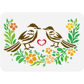 Bird Flock Craft Stencil for Drawing A4 Size Reusable Plastic Bird Stencil for Painting on Wood Wall Fabric, DIY Home Decor Stencil