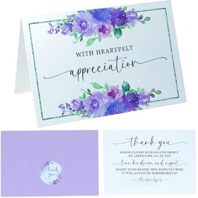 Funeral Thank You Cards with Envelopes Message Inside 4×6 Inches 48 Pack, Sympathy Thank You Cards for Funeral Bereavement