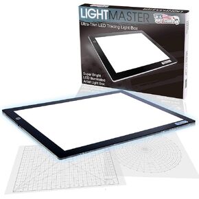 U.S. Art Supply Lightmaster USB Powered 18.75" Diagonal Pro Artist Size (A4) 9"x12" LED Lightbox Board - 5-Volt Light Bright Thin 3/8" Profile LED Light Box Pad with 110V AC Power Adapter, USB Adapter