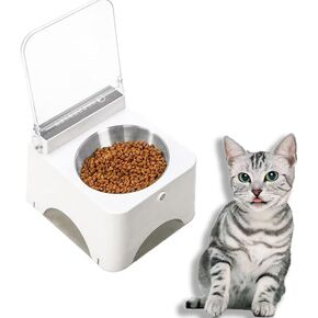 Dustproof Automatic Cat Feeder, Smart Auto Cat Feeder with Infrared Sensor Cover, Electric Rechargeable Pets Feeders with Upgrade Stainless Steel Bowl for Cats and Small Pets Keep Food Fresh