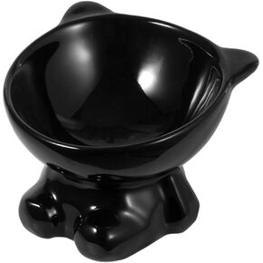 Cute Elevated Cat Bowls 1Pack,Ceramic Raised Cat Bowls for Indoor Cats，Cute Elevated Cats&Small Dogs Food Bowls 3.54 Inch Height,reducing pet’s Neck Bending and Pressure（Yellow）